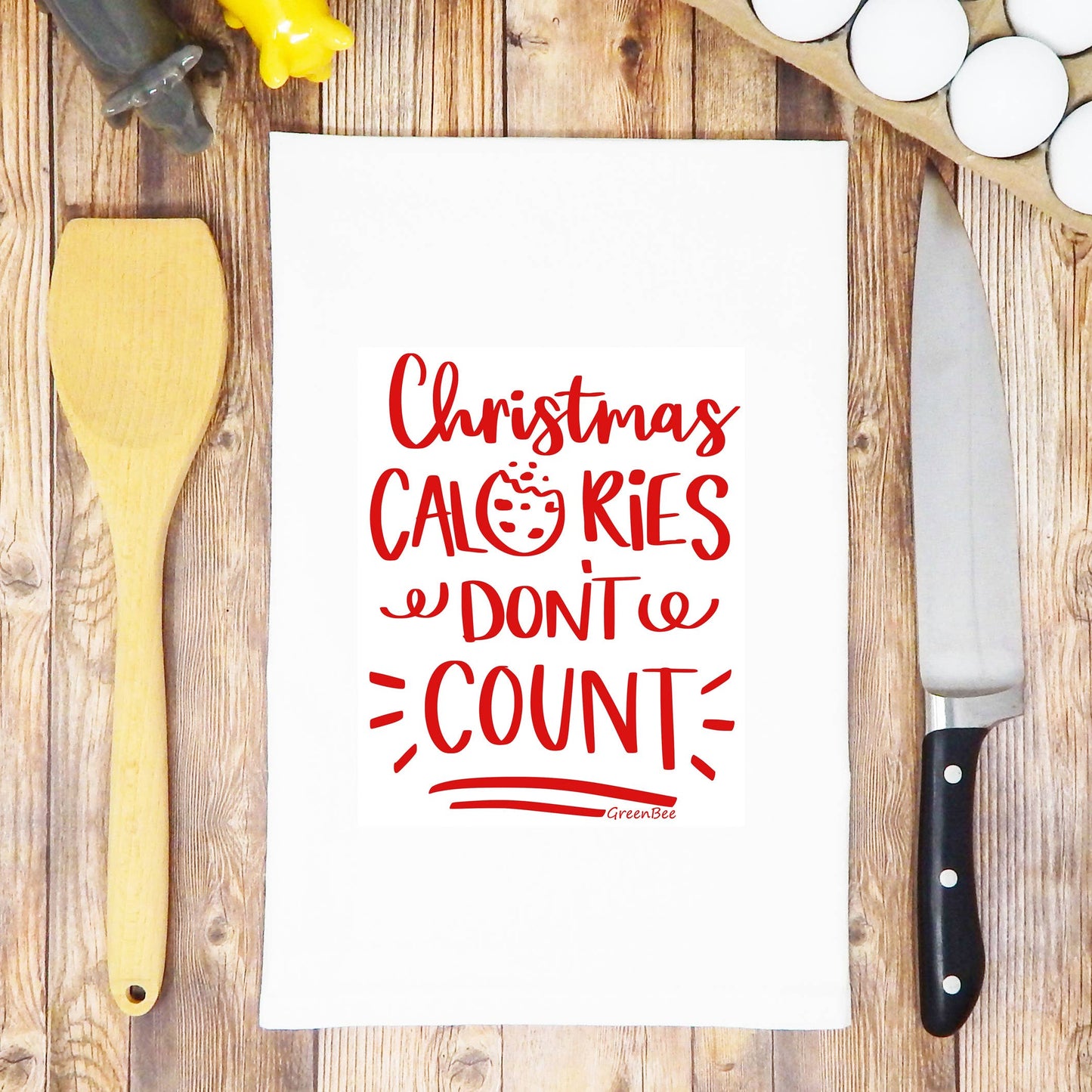 Christmas Calories Don't Count Tea Towel