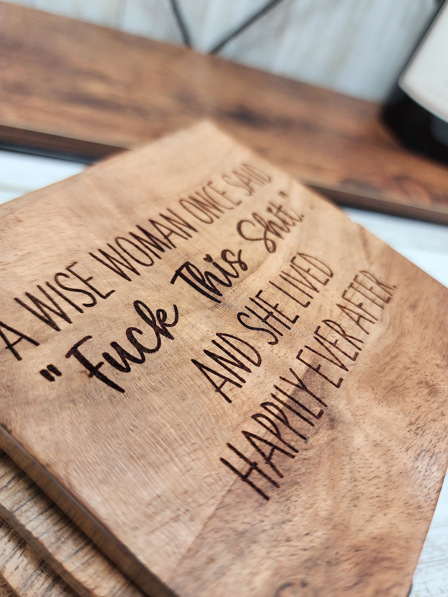 Wood & Metal Coaster - A Wise Woman Once Said | Funny Table Decor