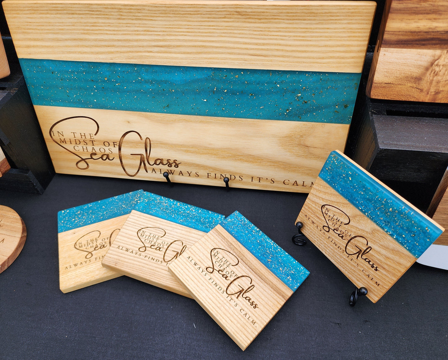Sea Glass Serving Board & Coaster Set