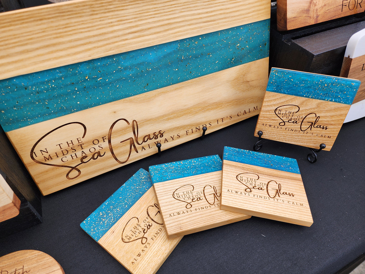 Sea Glass Serving Board & Coaster Set