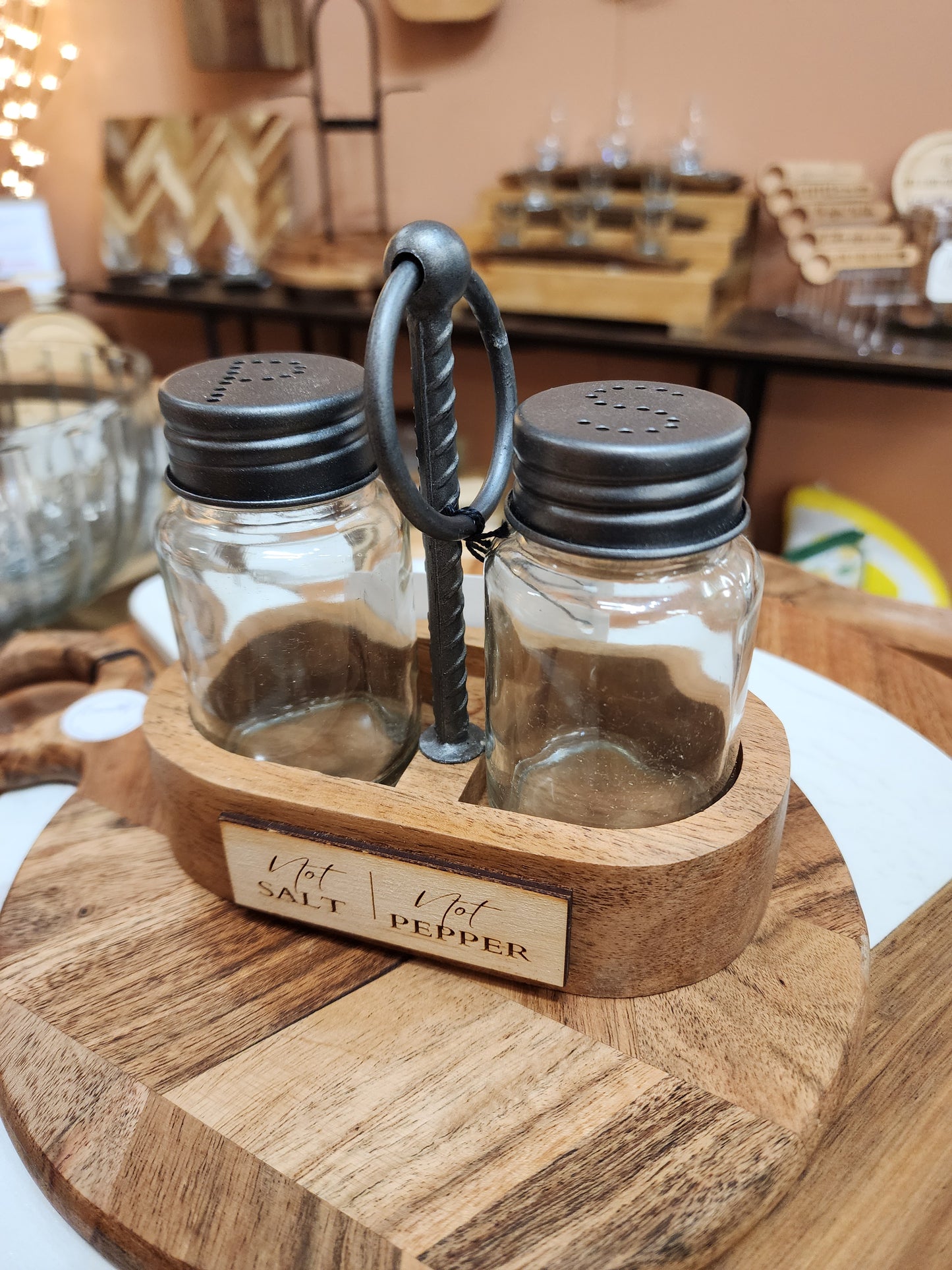 Not Salt Not Pepper Salt & Pepper Caddy with Glass Shakers