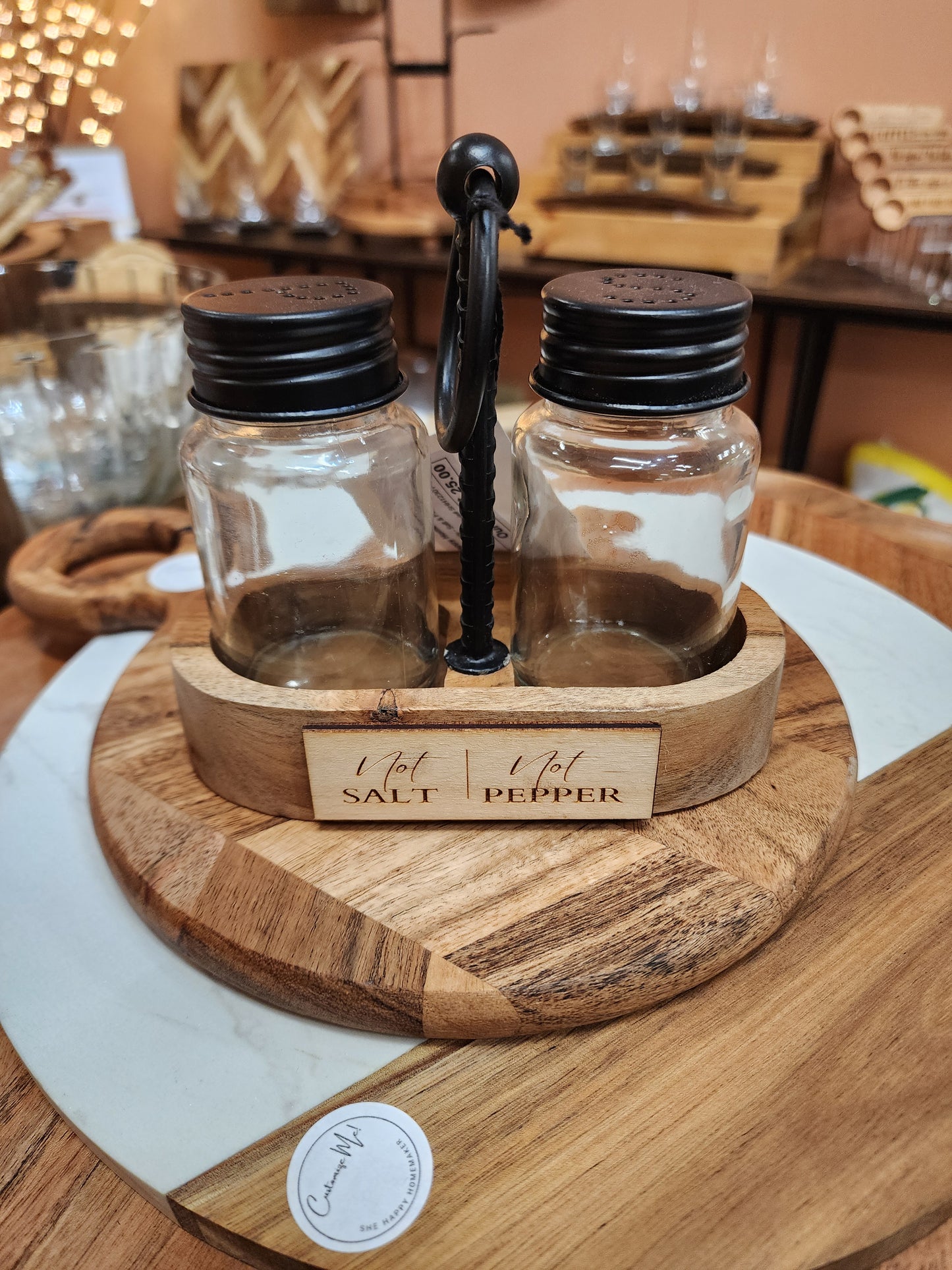Not Salt Not Pepper Salt & Pepper Caddy with Glass Shakers