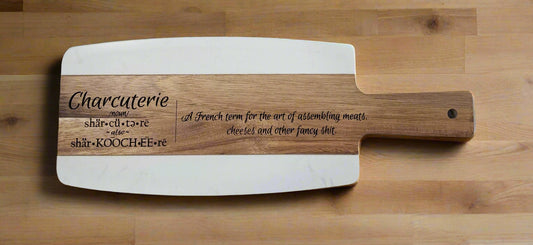 Marble & Acacia Serving Board – Charcuterie A French Term | Charcuterie Decor
