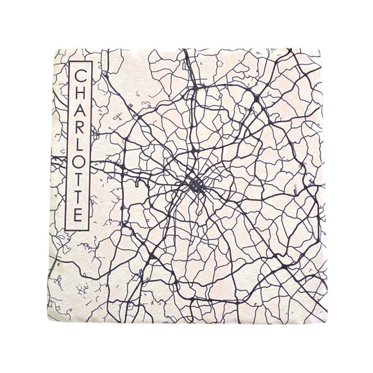 Ceramic Coaster - Charlotte NC City Street Map | Table Decor