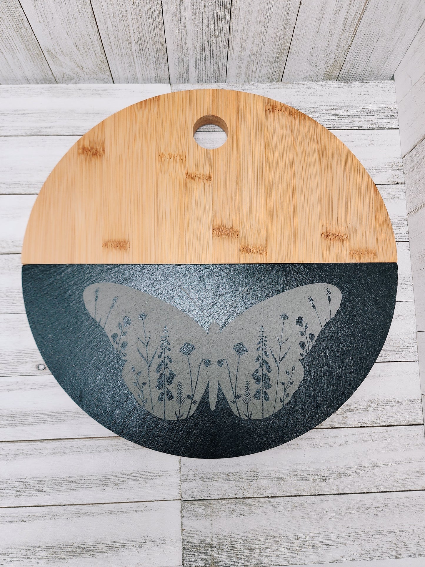 Slate and Bamboo Charcuterie Board - Butterfly