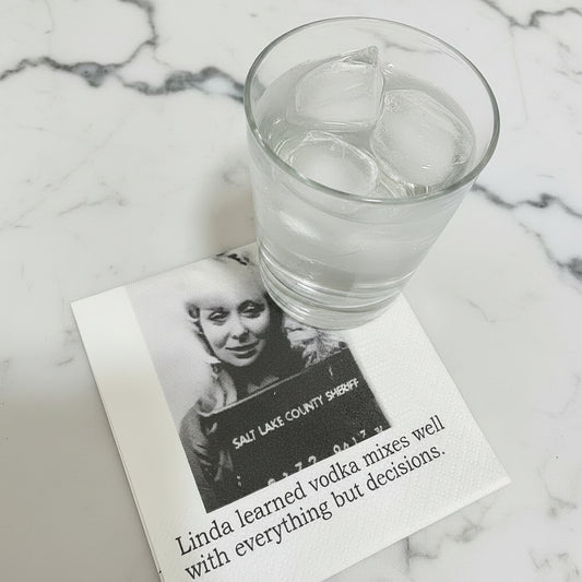 Cocktail Napkins - Linda Learned Vodka Mixes Well | Funny Party Decor