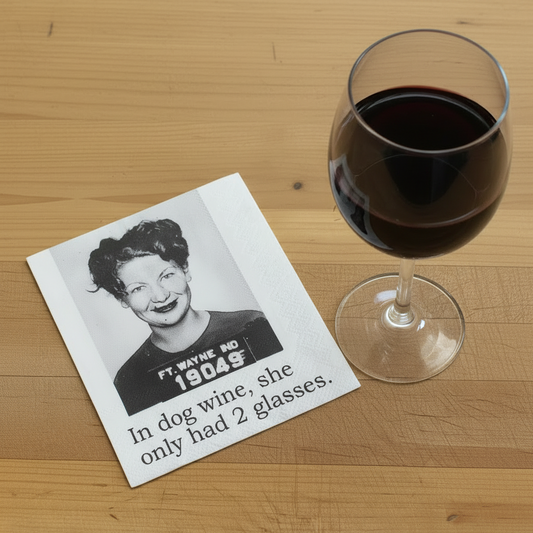 Cocktail Napkins - In Dog Wine She Only Had 2 Glasses | Funny Party Decor