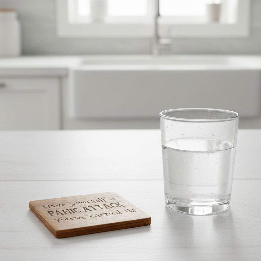 Wood Coaster - Have Yourself A Panic Attack You've Earned It | Funny Table Decor - Acacia