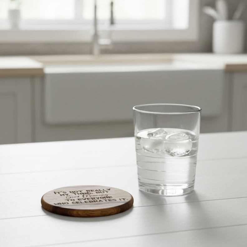 Wood Coaster - It's Not Really My Thing But Good Morning To Everyone Who Celebrates It | Funny Table Decor - Acacia