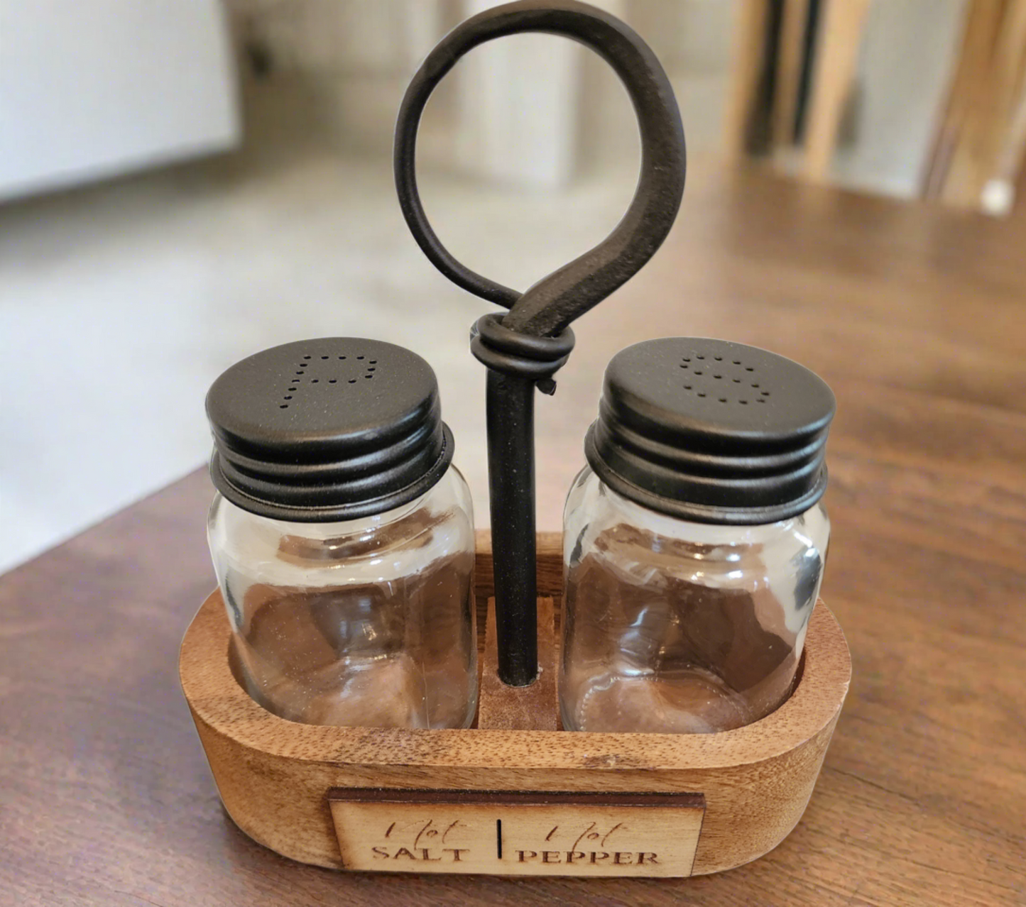 Not Salt Not Pepper Salt & Pepper Caddy with Glass Shakers