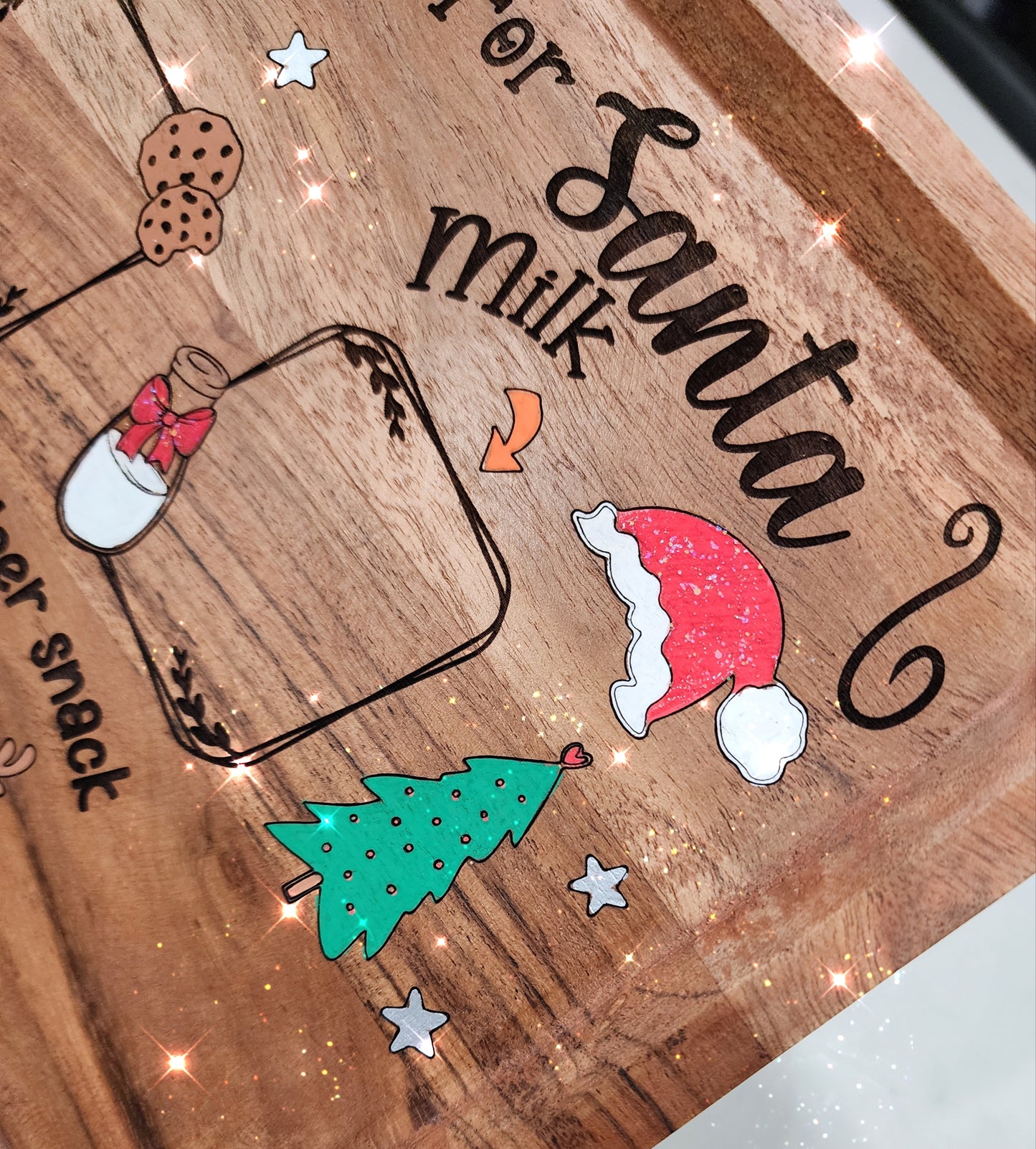 Christmas - Treats For Santa Cookie Tray - Acacia Wood Serving Tray