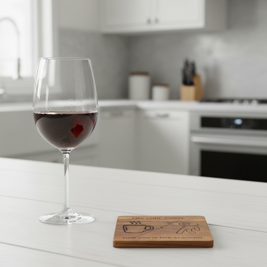 Wood Coaster - Step Aside Coffee, This Is a Job For Alcohol | Funny Table Decor - Acacia