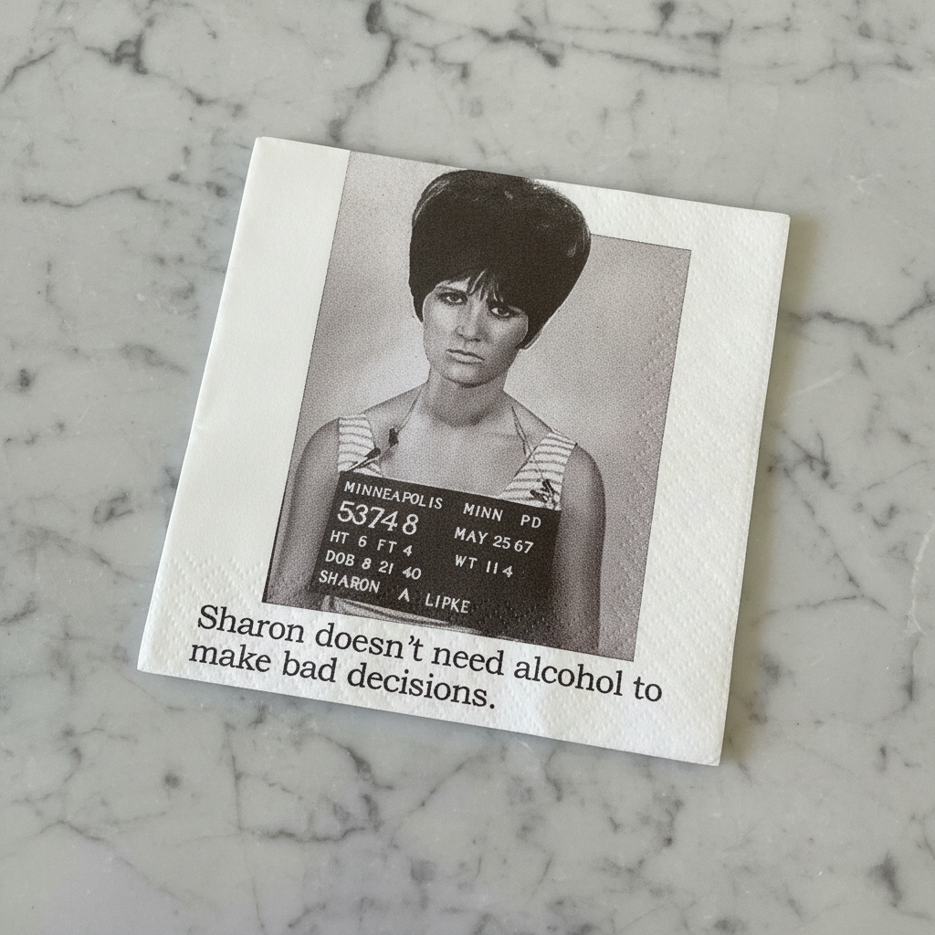 Cocktail Napkins - Sharon Doesn't Need Alcohol to Make Bad Decisions | Funny Party Decor