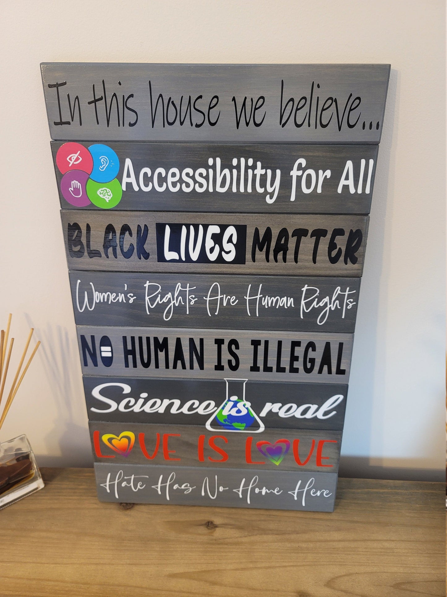 In This House We Believe... Wooden Panel Sign