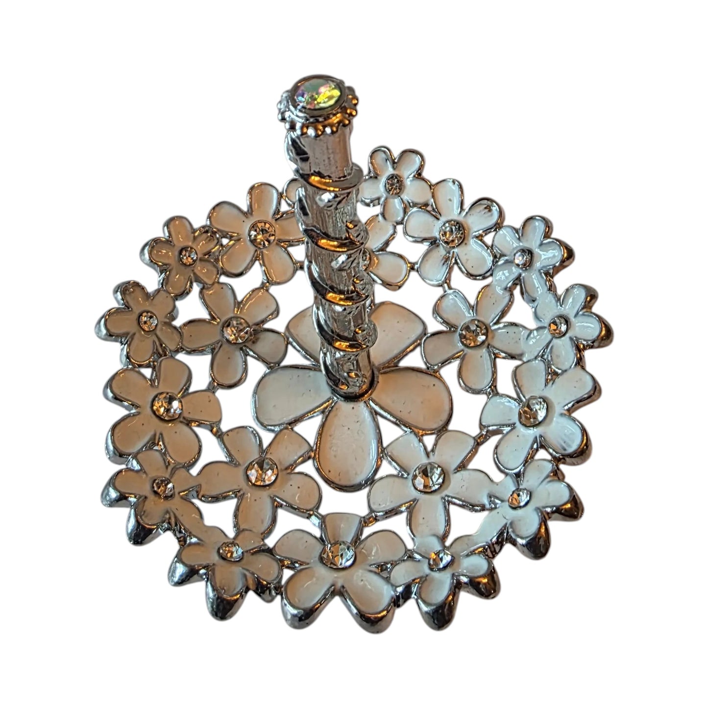 Floral Ring Holder Dish – Decorative Jewelry & Ring Dish with Rhinestone Accents