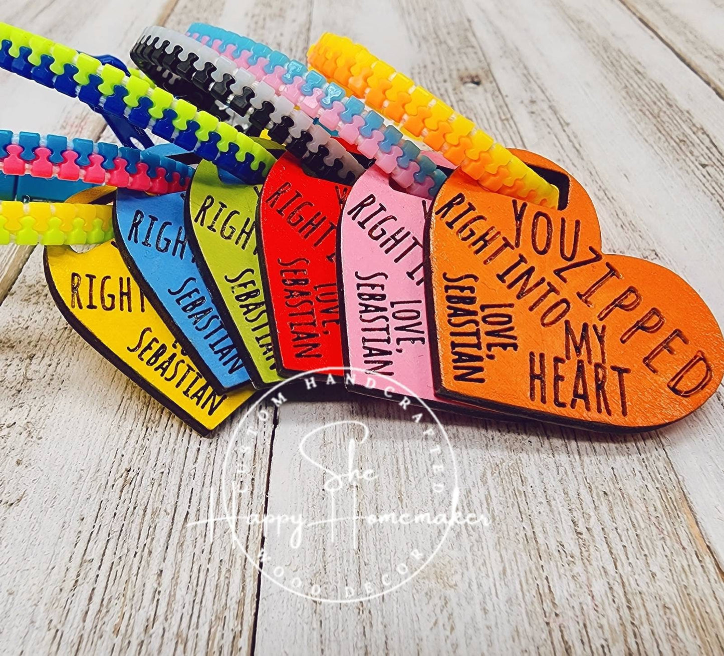 Valentines - Zipper Fidget Bracelet with Personalized Heart Tags