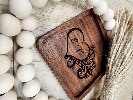 Wooden Ring Tray - Walnut | Personalizable Ring Tray