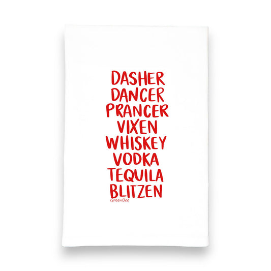 Reindeer Libations Tea Towel