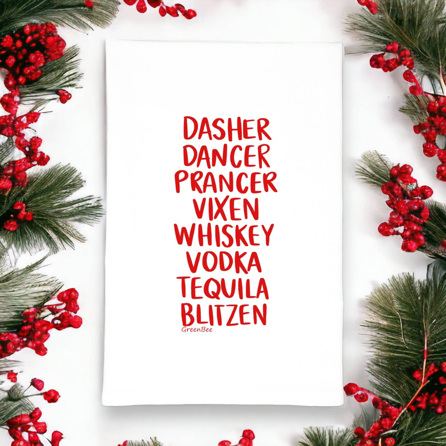 Reindeer Libations Tea Towel