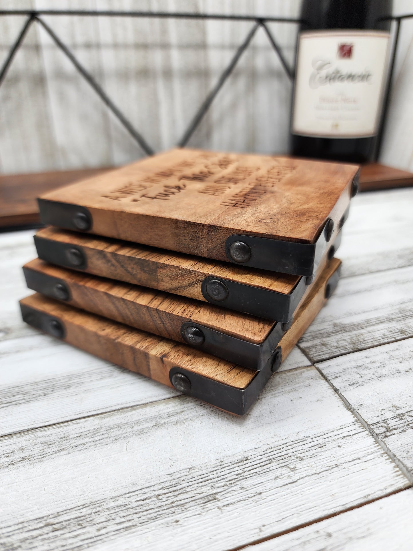 Wood & Metal Coaster - A Wise Woman Once Said | Funny Table Decor