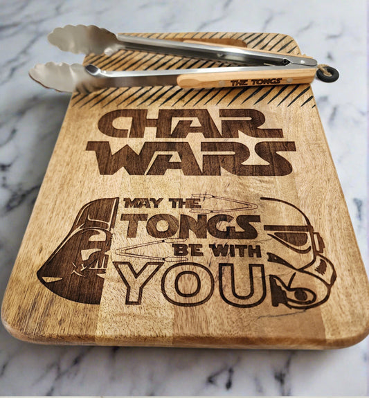 Char Wars Serving Board & Tongs