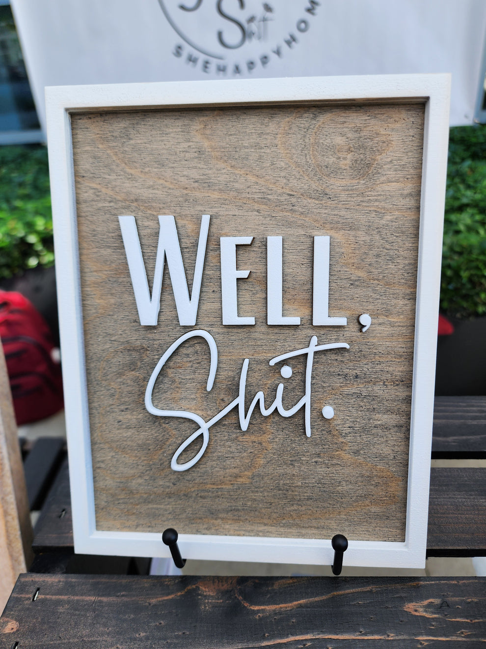 Wood Framed Sign - Well Sh*t | Bathroom Wall Decor – She Happy Homemaker