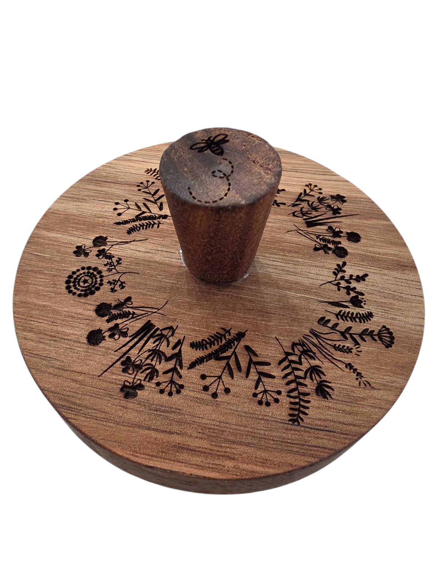 Glass Honey Jar with Wood Dipper – Bee & Wildflower Design | Tea & Kitchen Accessory