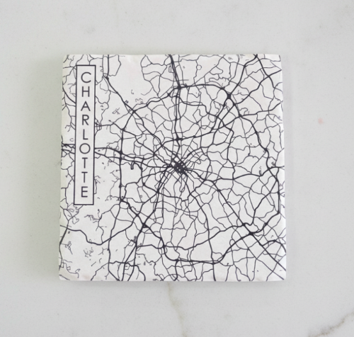 Ceramic Coaster -  Charlotte NC City Street Map | Table Decor