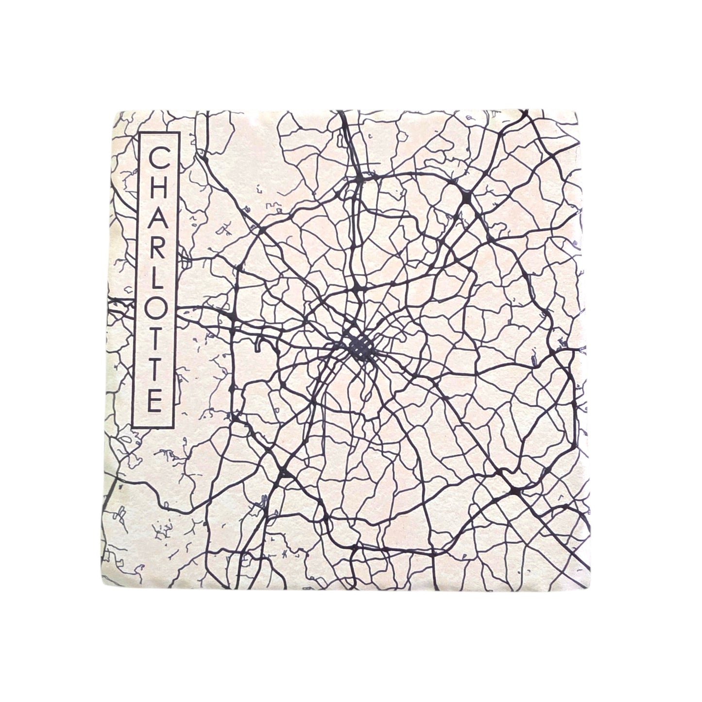 Ceramic Coaster -  Charlotte NC City Street Map | Table Decor
