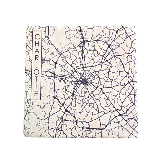 Ceramic Coaster -  Charlotte NC City Street Map | Table Decor