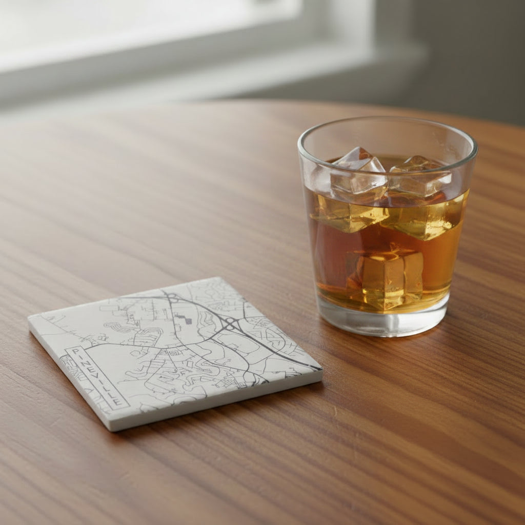 Ceramic Coaster -  Pineville NC City Street Map | Table Decor