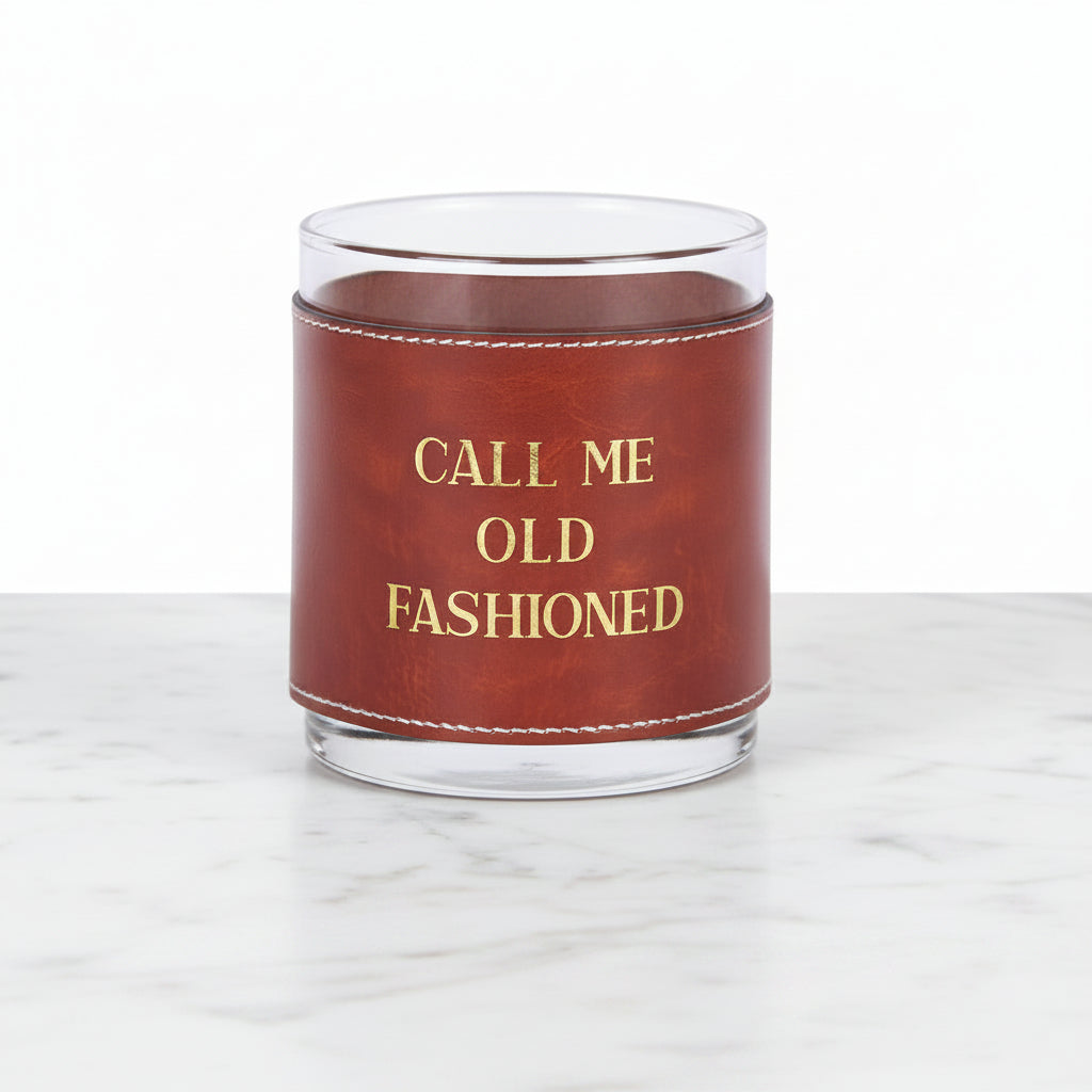 Faux Leather Rocks Glass - Call Me Old Fashioned | Whiskey Barware