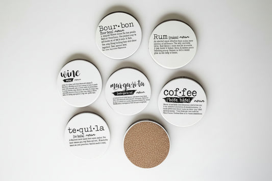 Ceramic Coaster – Funny Alcohol Dictionary Quotes | Bar Cart & Countertop Decor