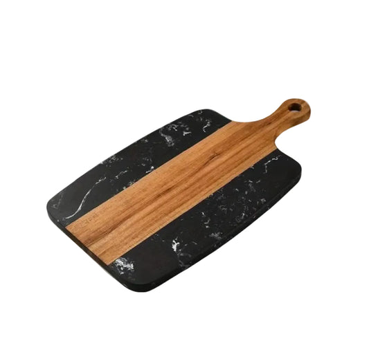 Acacia & Marble Serving Board | Black 14in x7in | Customizable