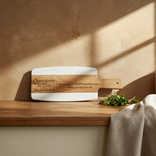 Marble & Acacia Serving Board – Charcuterie A French Term | Charcuterie Decor