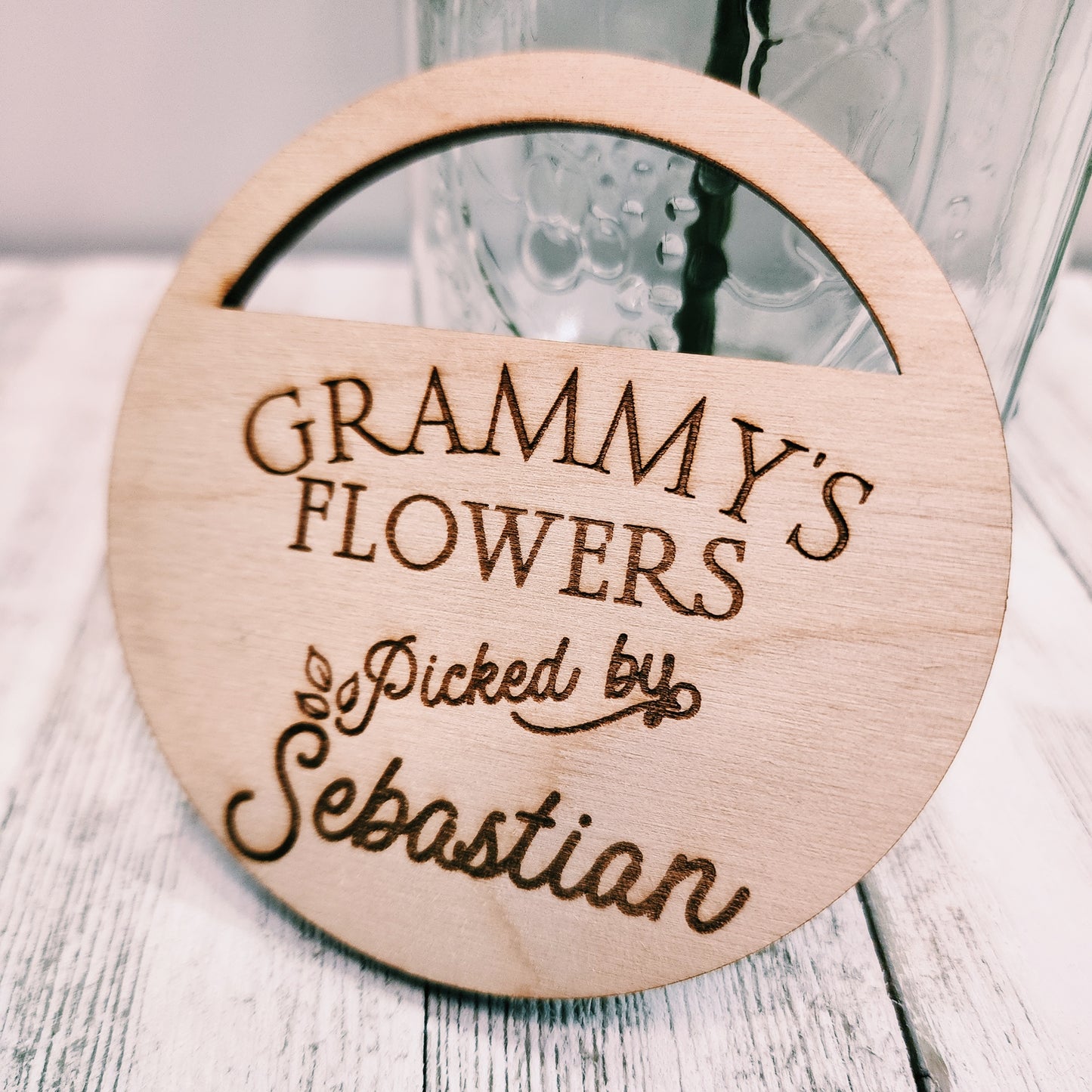 Personalized Flower Mason Jar Lid
