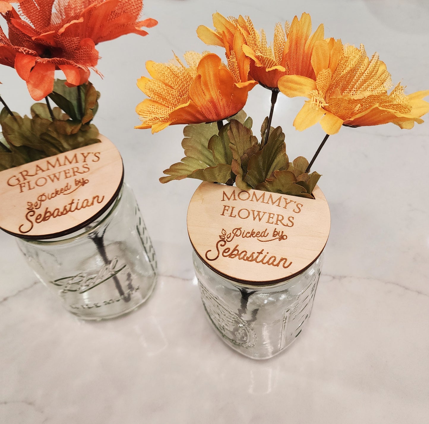 Personalized Flower Mason Jar Lid