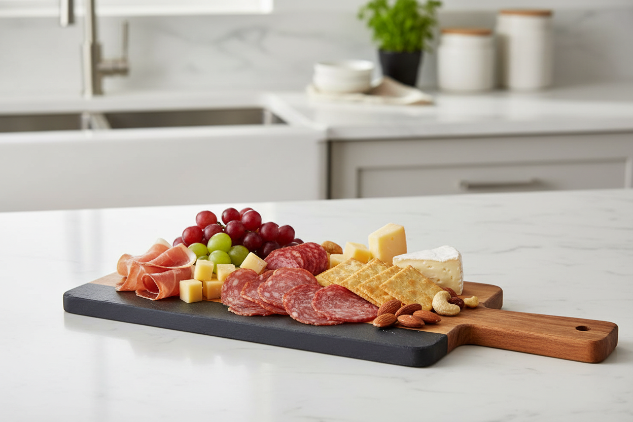 Acacia & Marble Serving Board | Black 12in x 5in | Customizable