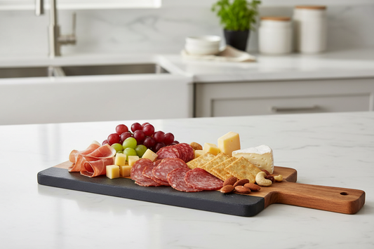 Acacia & Marble Serving Board | Black 12in x 5in | Customizable
