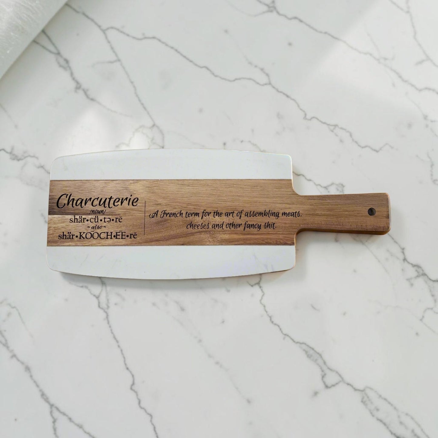 Marble & Acacia Serving Board – Charcuterie A French Term | Charcuterie Decor