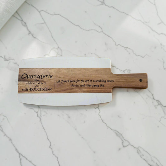 Marble & Acacia Serving Board – Charcuterie A French Term | Charcuterie Decor