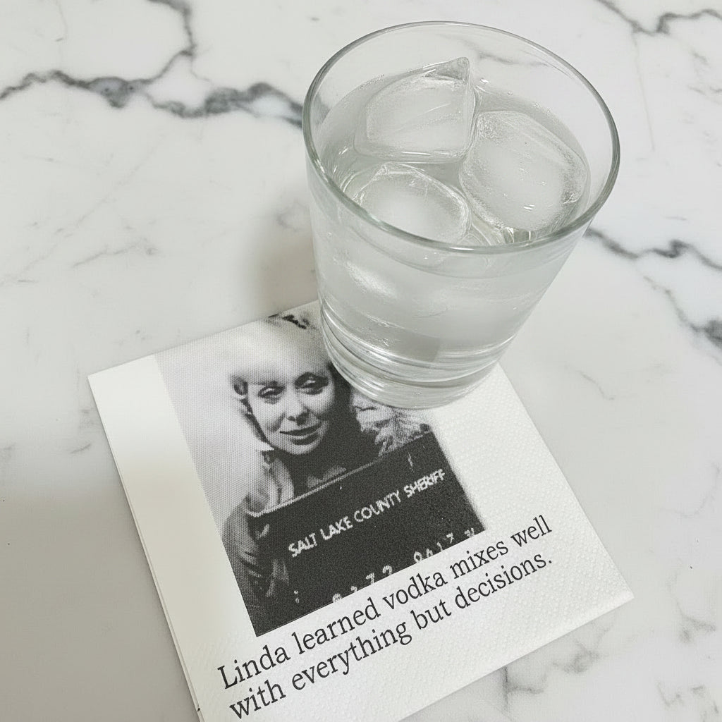 Cocktail Napkins - Linda Learned Vodka Mixes Well | Funny Party Decor