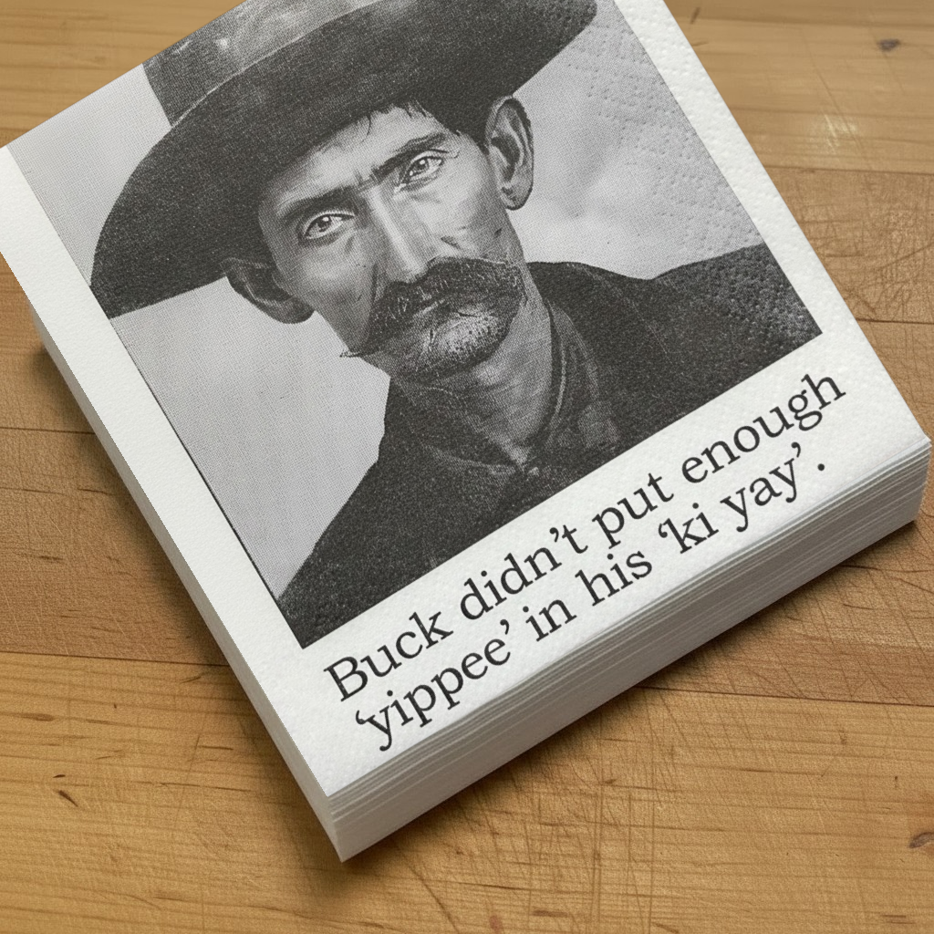 Cocktail Napkins - Buck Didn't Put Enough 'Yippee' in his 'Ki-yay' | Funny Party Decor