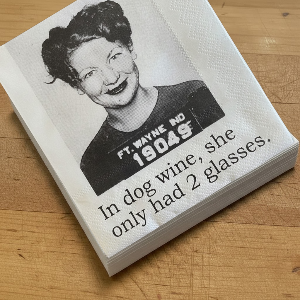 Cocktail Napkins - In Dog Wine She Only Had 2 Glasses | Funny Party Decor