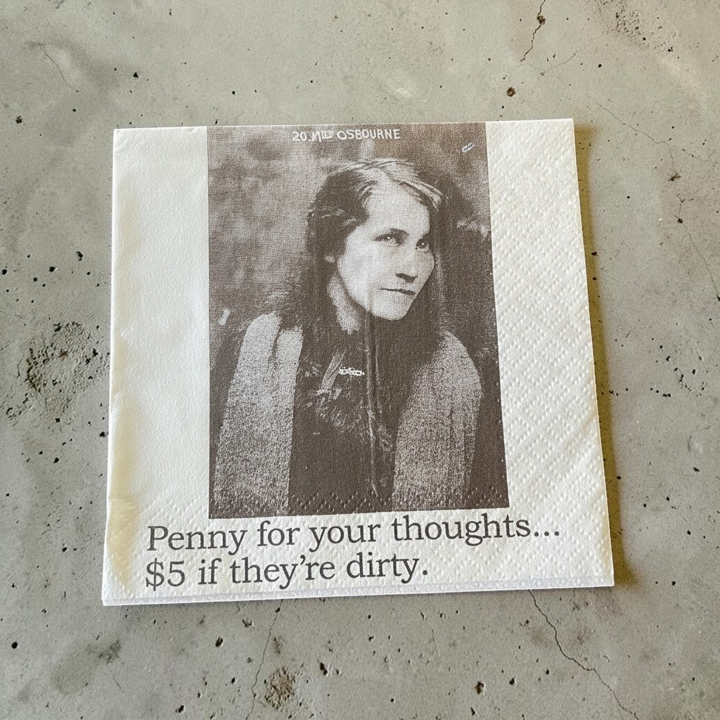 Cocktail Napkins - Penny For Your Thoughts... $5 If They're Dirty | Funny Party Decor