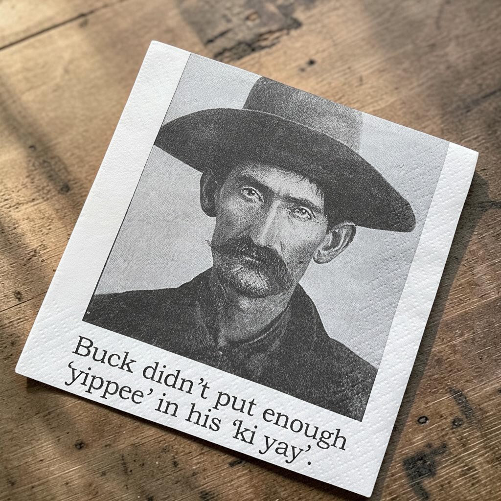 Cocktail Napkins - Buck Didn't Put Enough 'Yippee' in his 'Ki-yay' | Funny Party Decor
