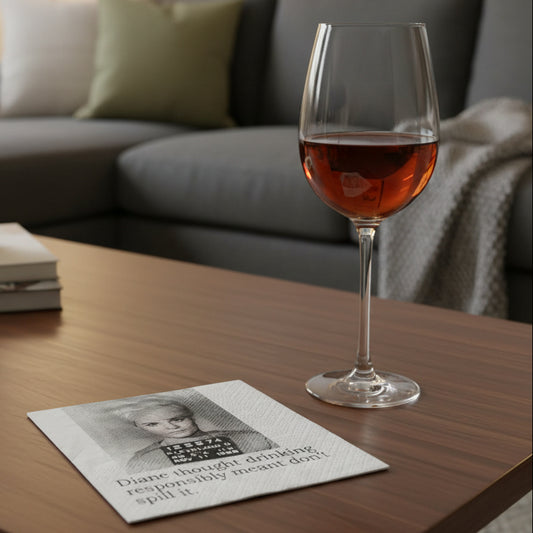 Cocktail Napkins - Diane Thought Drinking Responsibly Meant Don't Spill It | Funny Party Decor