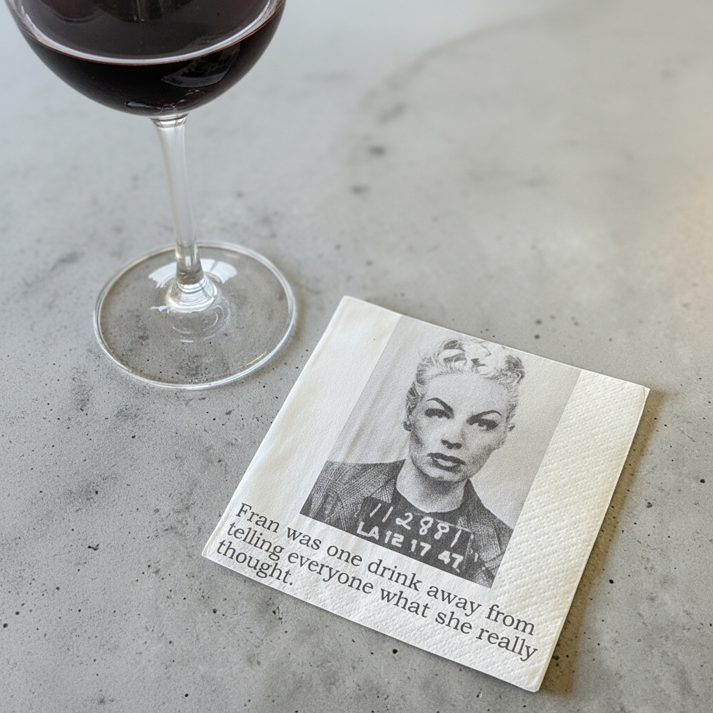 Cocktail Napkins - Fran Was One Drink Away From Telling Everyone... | Funny Party Decor