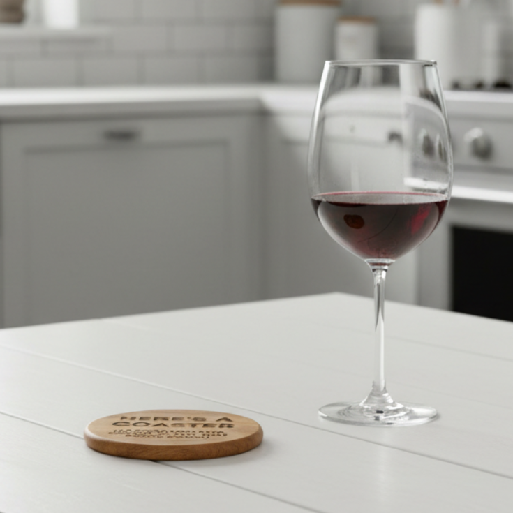 Wood Coaster - Here's A Coaster In Case You Ever Decide To Put That Drink Down | Funny Table Decor - Acacia