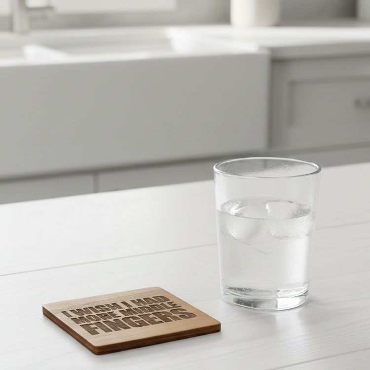 Wood Coaster - I Wish I Had More Middle Fingers | Funny Table Decor - Acacia